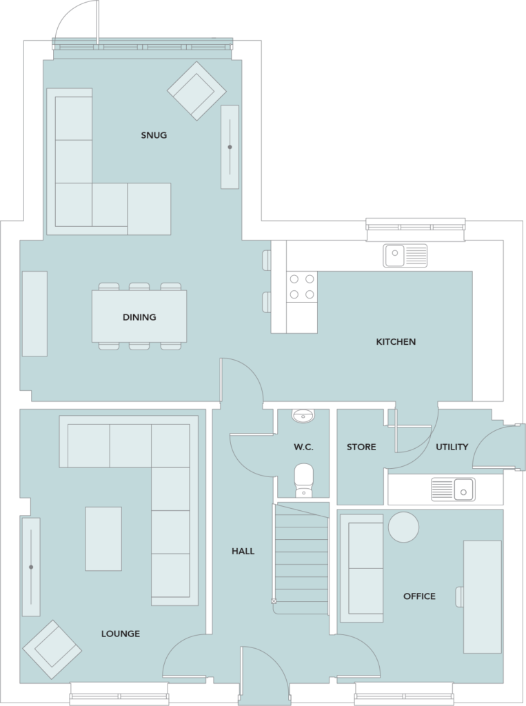 The Barrasford, The Steadings, New Build Homes in Alnwick, Ground Floor Plan