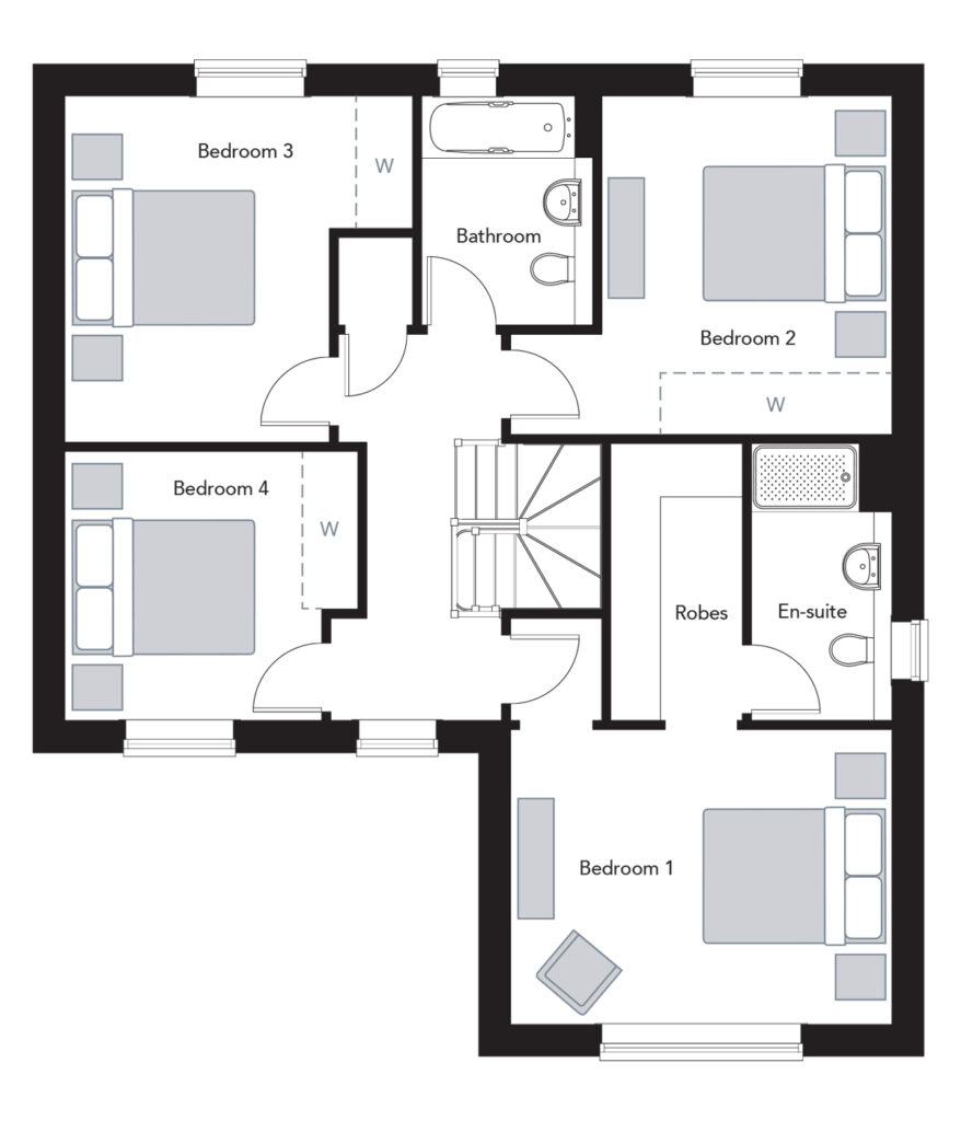 The Horton, Rennington Meadow, New Build Home East Rainton, First Floor Plan