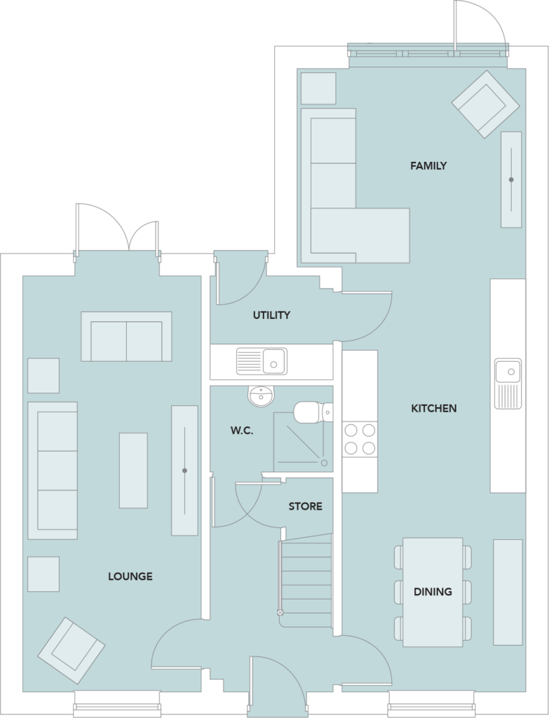The Leighton, The Steadings, New Build Homes in Alnwick, Ground Floor Plan
