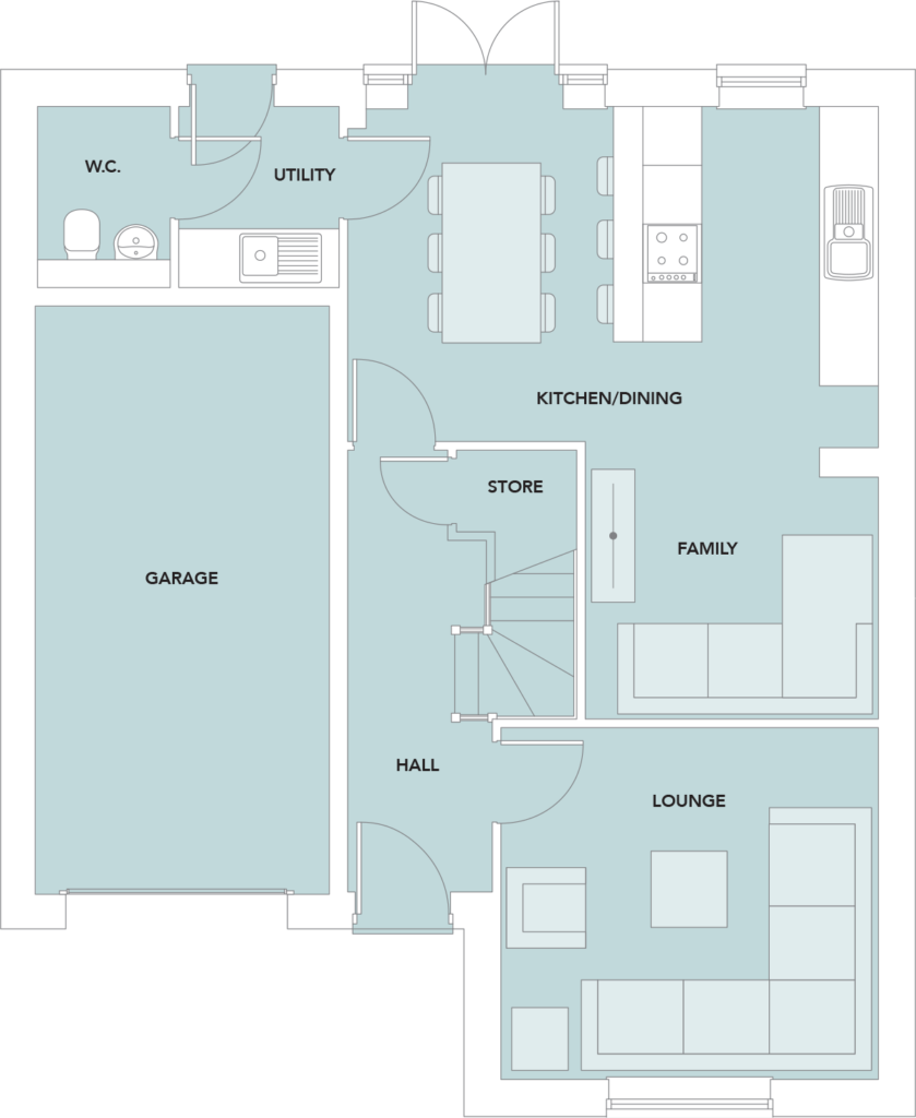 The Whittington, The Steadings, New Build Homes in Alnwick, Ground Floor Plan