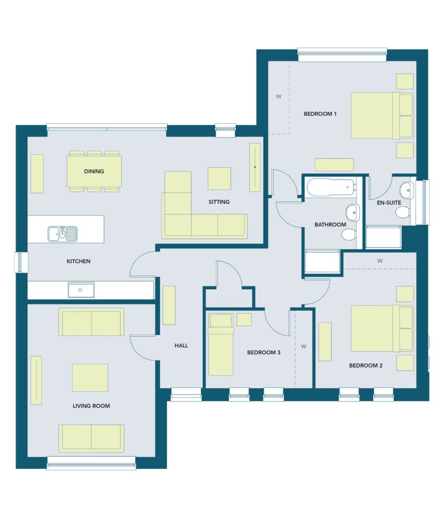Greenwood Park, Derwent, 3 Bed Bungalow, Floor Plan