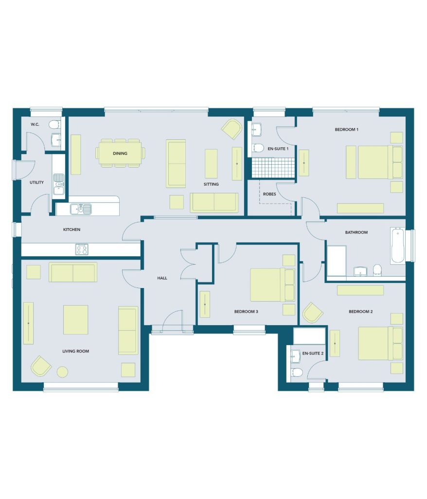 Greenwood Park, The Richmond, 3 Bed Bungalow Floor Plan